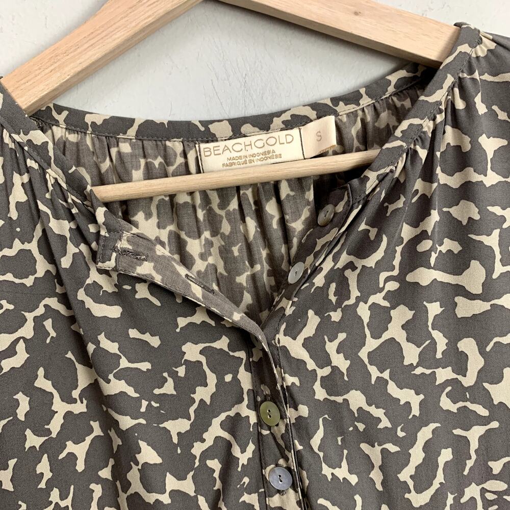 Anthropologie Beachgold Mirage Sana Button Down Shirt Dune Animal Print Blouse S - Picture 5 of 12